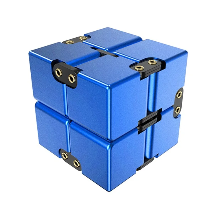 Rivet Design Aluminiumlegierung Infinite Würfel Kreativer Metallstress Relief Flip Kubikspielzeug Erwachsener Kinder Dekompression Würfel - Blau