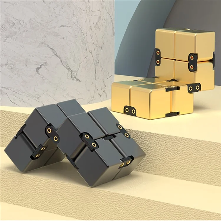 Rivet Design Aluminiumlegierung Infinite Würfel Kreativer Metallstress Relief Flip Kubikspielzeug Erwachsener Kinder Dekompression Würfel - Blau