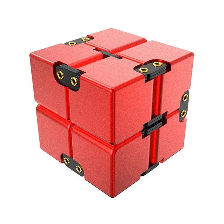 Rivet Design Alumínio Alumínio Infinito Cubo Criativo Metal Estresse Alívio Flip Flip Toy Toy Cubo de Descompressão de Crianças Adultas - Vermelho