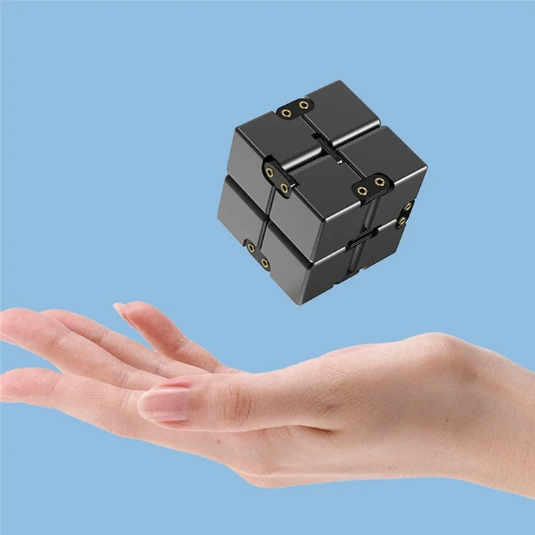 Rivet Design Aluminum Alloy Infinite Cube Creative Metal Stress Relief Flip Cubic Toy Adult Kids Decompression Cube - Rose Gold