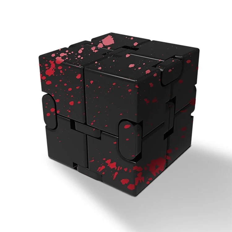 Camouflage Color Aluminum Alloy Infinite Cube Creative Fingertip Decompression Block Metal Stress Relief Flip Cubic Toy - Black / Red