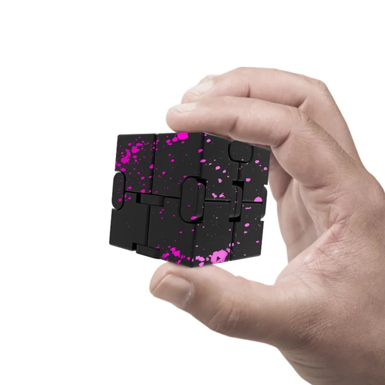 Camouflage Color Aluminum Alloy Infinite Cube Creative Fingertip Decompression Block Metal Stress Relief Flip Cubic Toy - Black / Red