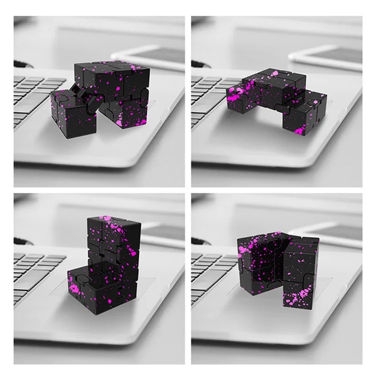 Camouflage Color Aluminum Alloy Infinite Cube Creative Fingertip Decompression Block Metal Stress Relief Flip Cubic Toy - Black / Red