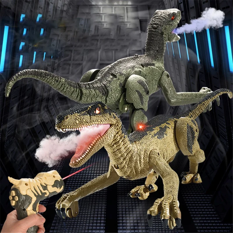 SM015S Electrical Spray Mist Dinosaur Remote Control Walking Light Sound Dinosaur Model Toy Boys Children Gift - Yellow