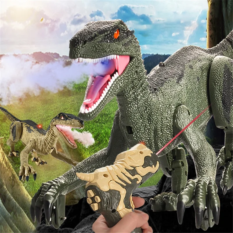 SM015S Electrical Spray Mist Dinosaur Remote Control Walking Light Sound Dinosaur Model Toy Boys Children Gift - Yellow