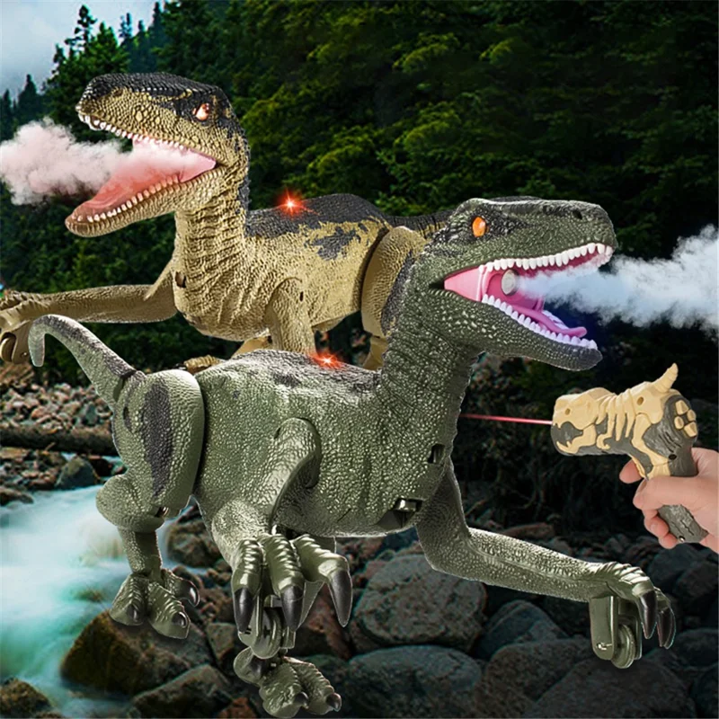 SM015S Electrical Spray Mist Dinosaur Remote Control Walking Light Sound Dinosaur Model Toy Boys Children Gift - Yellow