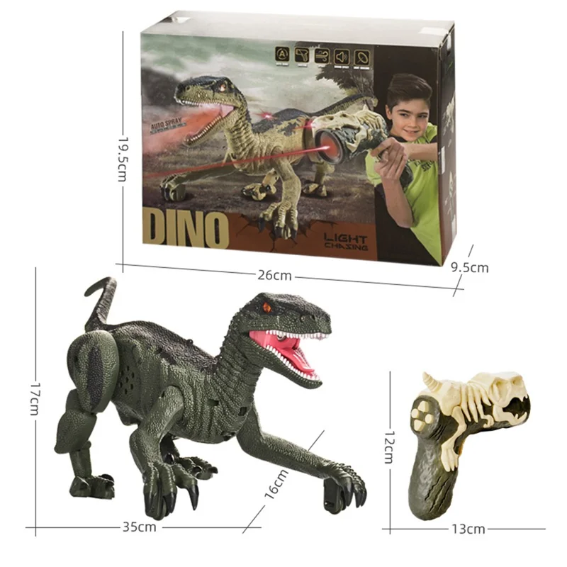 SM015S Electrical Spray Mist Dinosaur Remote Control Walking Light Sound Dinosaur Model Toy Boys Children Gift - Yellow
