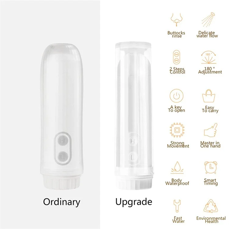 Bidet da viaggio portatile da 140 ml IPX6 impermeabile Spruzzatore elettrico per bidet con ugello regolabile a 180 gradi per il lavaggio del bambino, cura personale, disabilità, viaggi - Bianco
