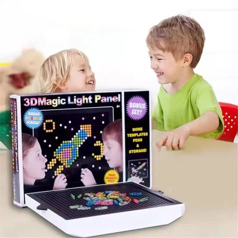 180PCS Kids DIY 3D Magic Light LED Panel Construction Toys Children Educational Building Blocks