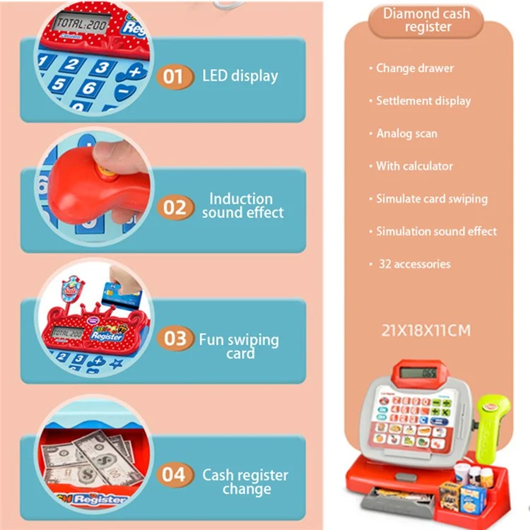 Kinder Tun Vor, Spiele Supermarkt -registrierkasse Mini Store Checkout Counter Toy Mit Soundeffekt