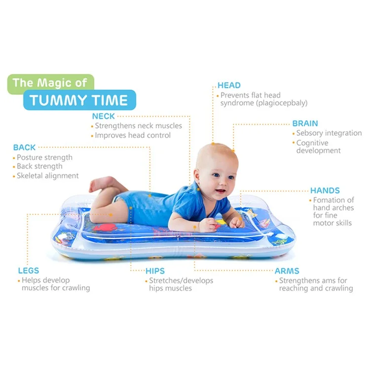 YX-007 Kids Water Mat Fun Time Play Activity Center Square Mat for Kids and Toddlers Baby Toys - Red Jellyfish