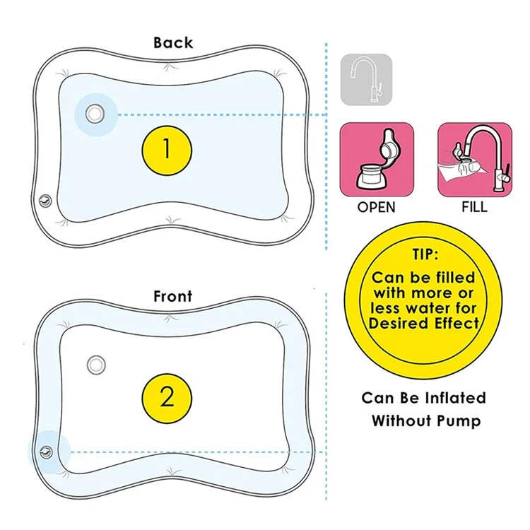 YX-007 Kids Water Mat Fun Time Play Activity Center Square Mat for Kids and Toddlers Baby Toys - Red Jellyfish