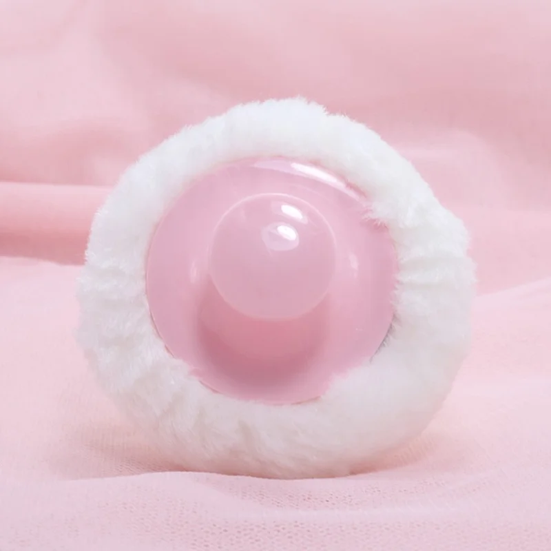 ABS+Fibre Soft Fluffy Powder Puff Loose Powder Body Cosmetic Makeup Powder Puff with Handle - Pink