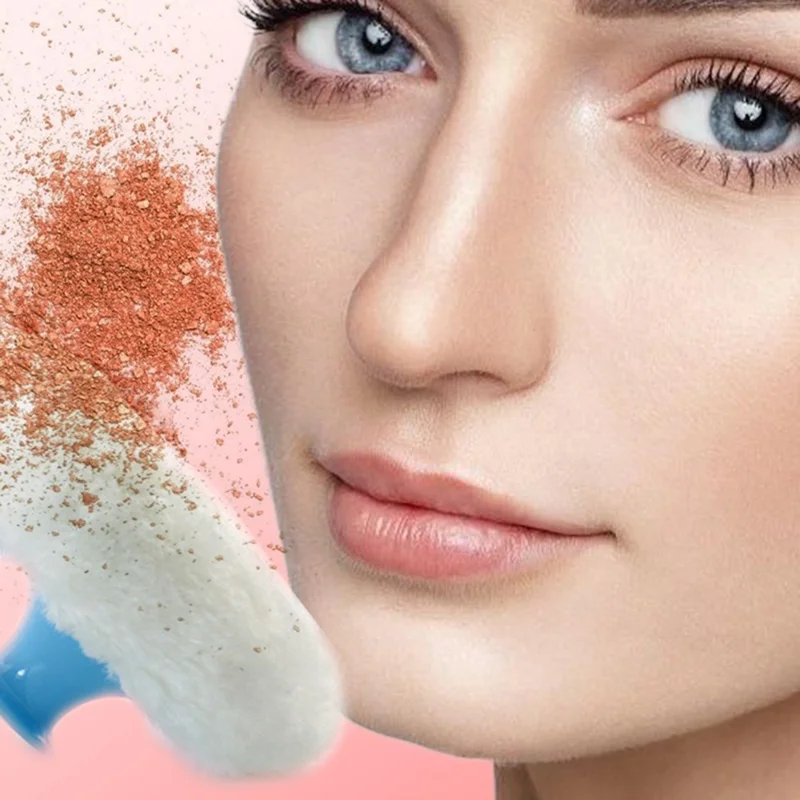 ABS+Fibre Soft Fluffy Powder Puff Loose Powder Body Cosmetic Makeup Powder Puff with Handle - Pink