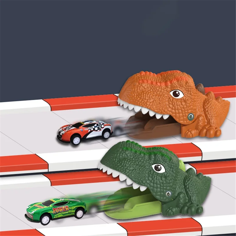 JJ910 Press Ejection Dinosaur Pull Back Car Dinosaur Animal Catapult Launcher Kids Toy - Yellow