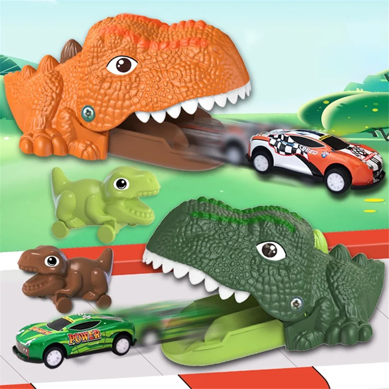 JJ910 Press Ejection Dinosaur Pull Back Car Dinosaur Animal Catapult Launcher Kids Toy - Yellow