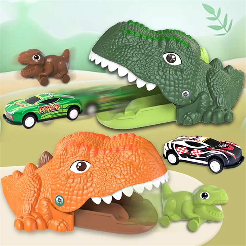 JJ910 Press Ejection Dinosaur Pull Back Car Dinosaur Animal Catapult Launcher Kids Toy - Yellow