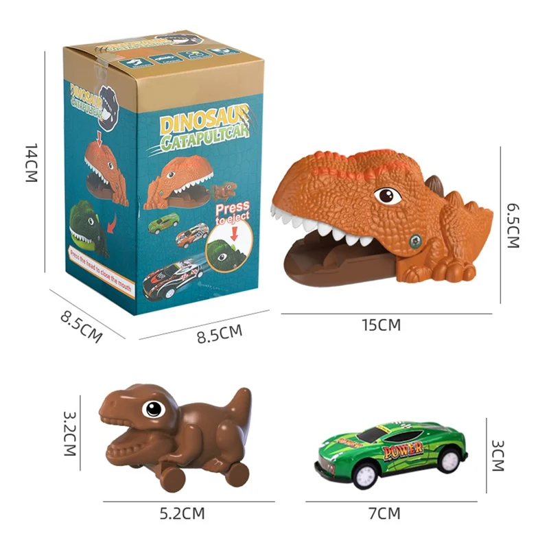 JJ910 Press Ejection Dinosaur Pull Back Car Dinosaur Animal Catapult Launcher Kids Toy - Yellow