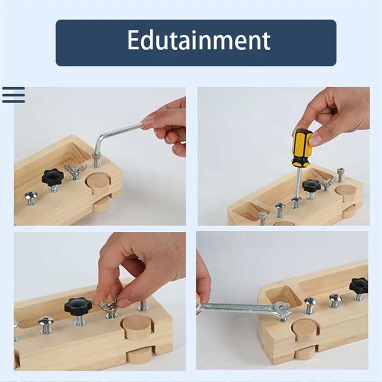 Wooden Busy Bus Screw Bolt Children Game Set Preschool Teaching Kids Early Educational Toy ST