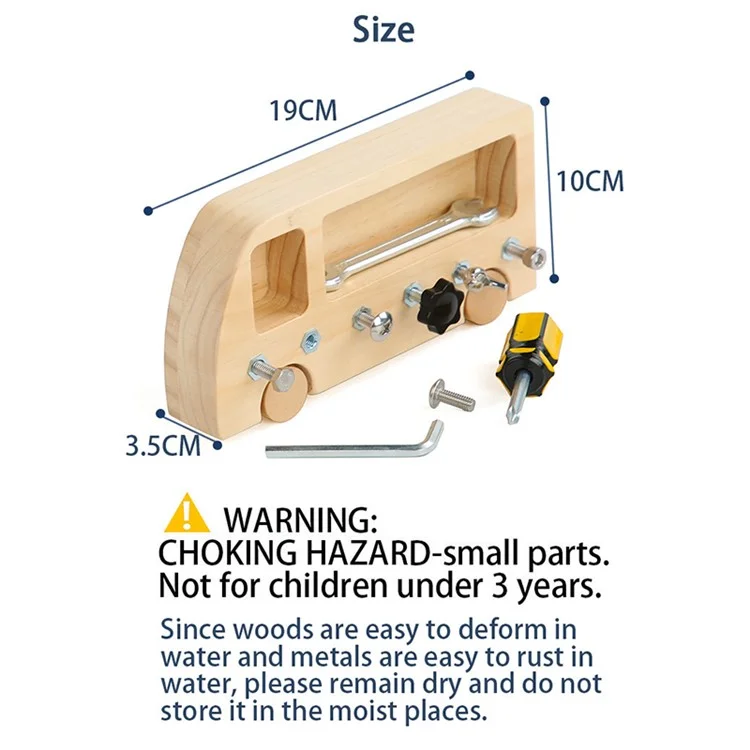 Wooden Busy Bus Screw Bolt Children Game Set Preschool Teaching Kids Early Educational Toy ST