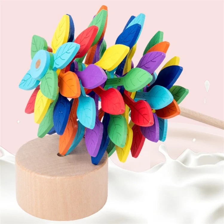Wooden Spiral Toy Stress Relief Colorful Rotating Spinning Decorative Toy ST - Colorful Leaf