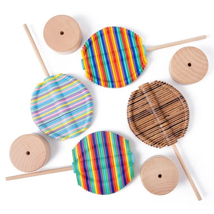 Wooden Spiral Toy Stress Relief Colorful Rotating Spinning Decorative Toy ST - Colorful Leaf