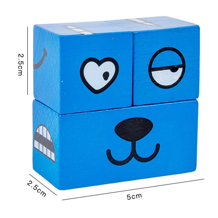 Hölzerne Ausdrücke Matching-Würfel-Puzzle Baustein Spielzeug Montessori Bildungsspielzeug für Kinder 