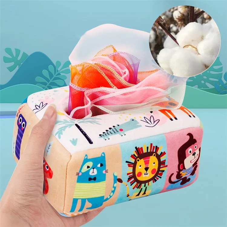 Baby Magic Tissue Box Educational Learning Sensory Toy for Kids Finger Exercise ST - Cartoon Animals