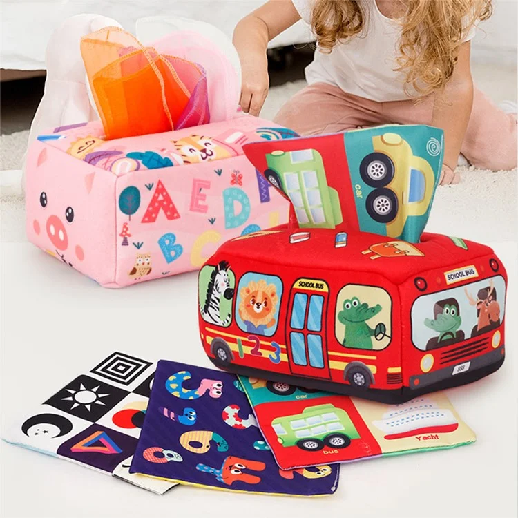 Baby Magic Tissue Box Educational Learning Sensory Toy for Kids Finger Exercise ST - Cartoon Animals