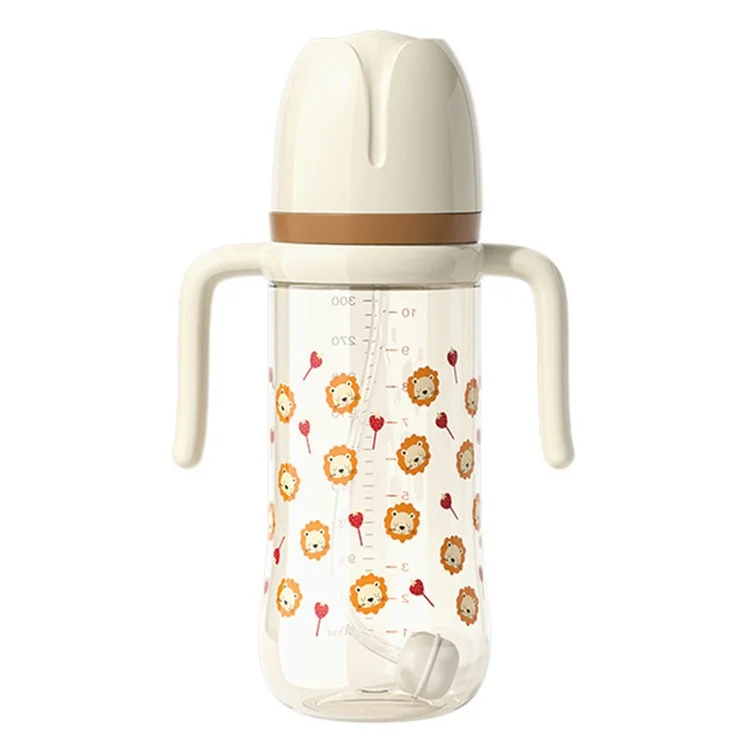 300ml Baby Bottle Temperature Control Scale Baby Feeding Silicone Teat Bottle ST (BPA-Free, NO FDA Certification) - Coffee