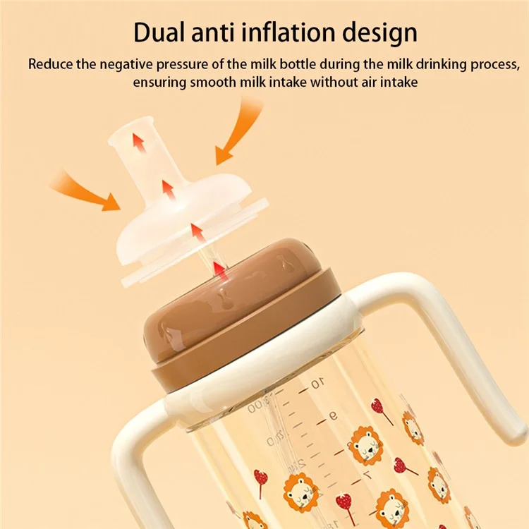 300ml Baby Bottle Temperature Control Scale Baby Feeding Silicone Teat Bottle ST (BPA-Free, NO FDA Certification) - Coffee