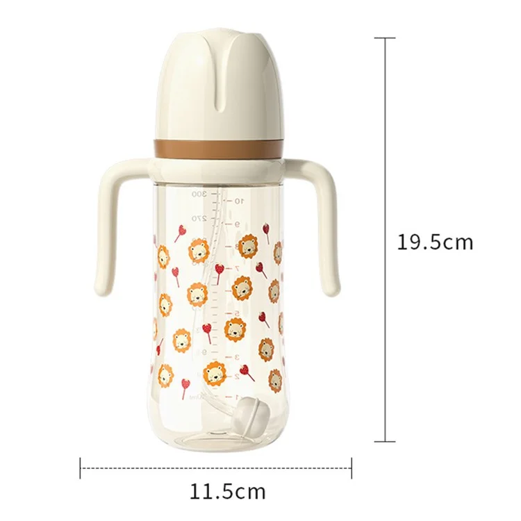 300ml Baby Bottle Temperature Control Scale Baby Feeding Silicone Teat Bottle ST (BPA-Free, NO FDA Certification) - Coffee
