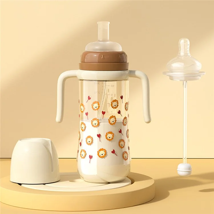 300ml Baby Bottle Temperature Control Scale Baby Feeding Silicone Teat Bottle ST (BPA-Free, NO FDA Certification) - Coffee