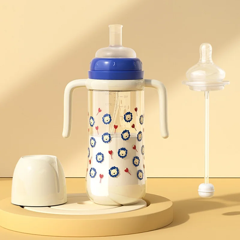 300ml Baby Bottle Temperature Control Scale Baby Feeding Silicone Teat Bottle ST (BPA-Free, NO FDA Certification) - Blue