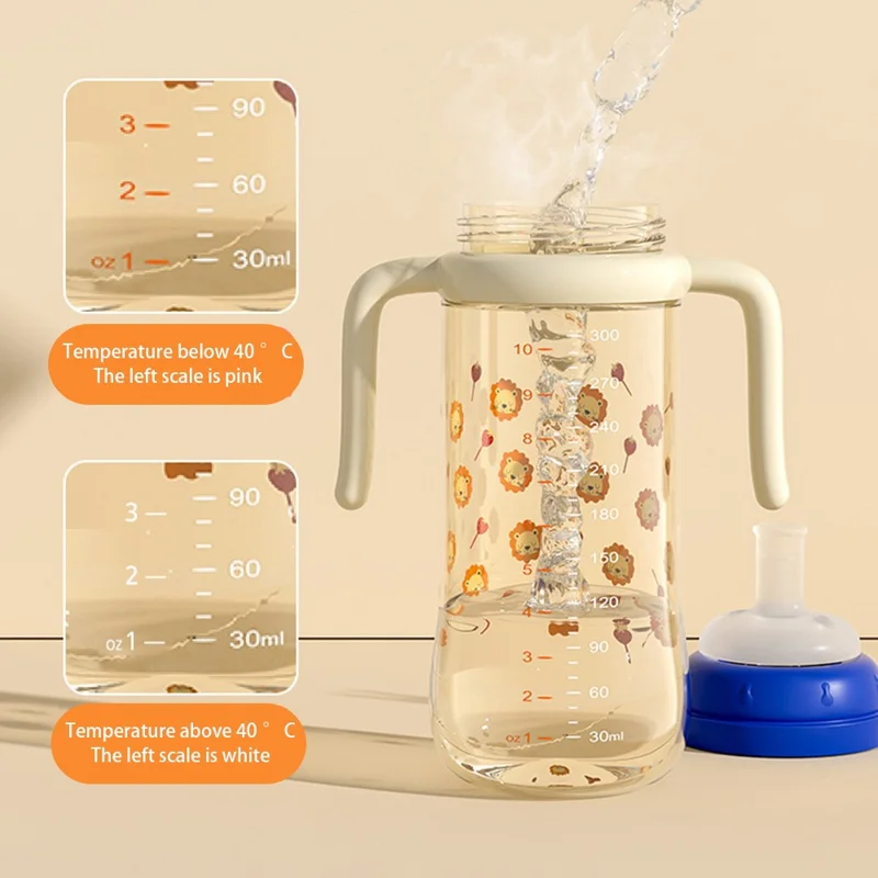 300ml Baby Bottle Temperature Control Scale Baby Feeding Silicone Teat Bottle ST (BPA-Free, NO FDA Certification) - Blue