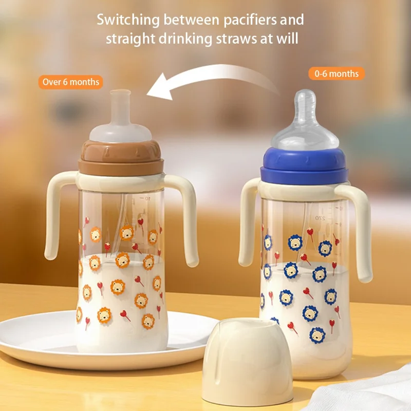300ml Baby Bottle Temperature Control Scale Baby Feeding Silicone Teat Bottle ST (BPA-Free, NO FDA Certification) - Blue