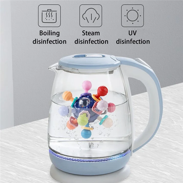 Juguetes de dentición para bebés, juguetes sensoriales para morder y juguetes de dentición con formas de bolas (sin FDA, sin BPA) - Azul marino