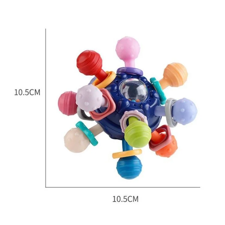 Juguetes de dentición para bebés, juguetes sensoriales para morder y juguetes de dentición con formas de bolas (sin FDA, sin BPA) - Azul marino
