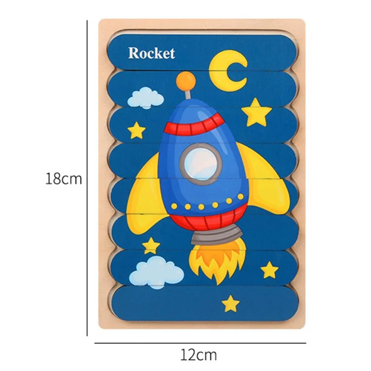 2Pcs / Set Kid Wooden Cartoon Double-Sided Bar Jigsaw Puzzle Educational Toy Intellectual Toy Gift Perfect for Kids Ages 3+ Years - Légumes + Fruits