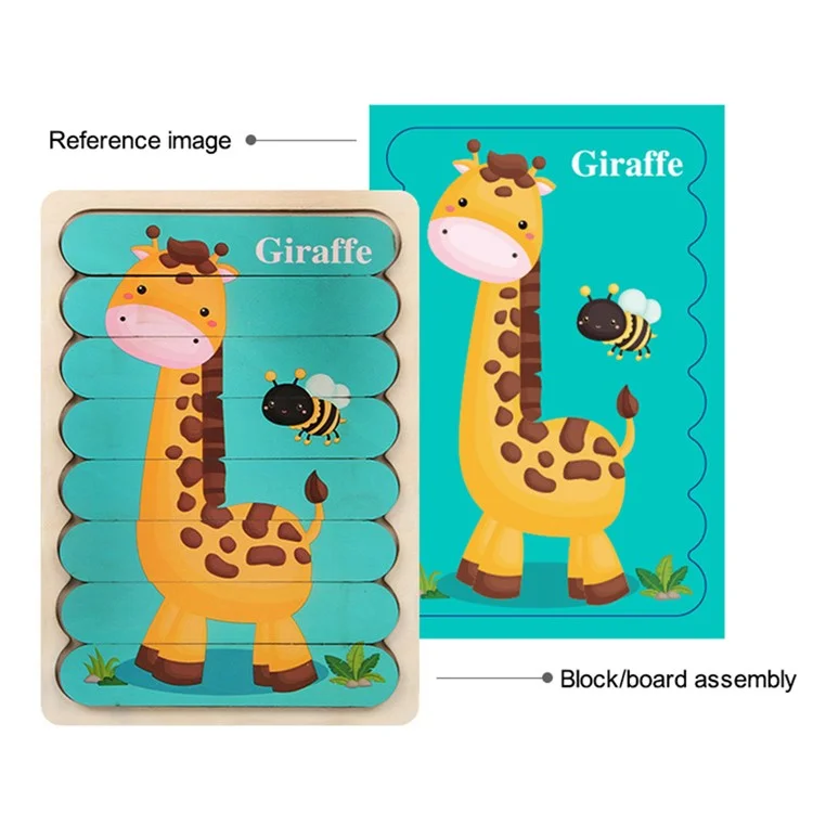 2Pcs / Set Kid Wooden Cartoon Double-Sided Bar Jigsaw Puzzle Educational Toy Intellectual Toy Gift Perfect for Kids Ages 3+ Years - Légumes + Fruits