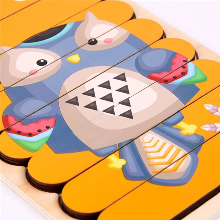 2Pcs / Set Kid Wooden Cartoon Double-Sided Bar Jigsaw Puzzle Educational Toy Intellectual Toy Gift Perfect for Kids Ages 3+ Years - Légumes + Fruits