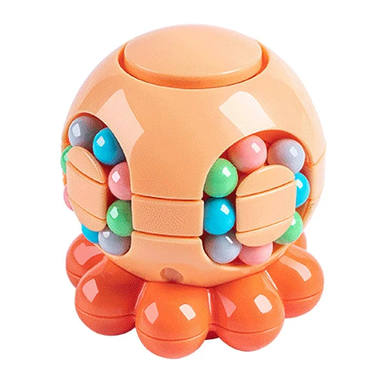Magic Bean Puzzle Toy Octopus Rotating Magic Cube Stress Relief Educational Toys for Adults Kids, Size: S - Orange