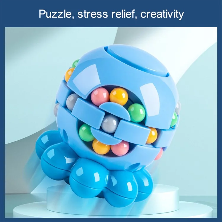 Magic Bean Puzzle Toy Octopus Rotating Magic Cube Stress Relief Educational Toys for Adults Kids, Size: S - Orange