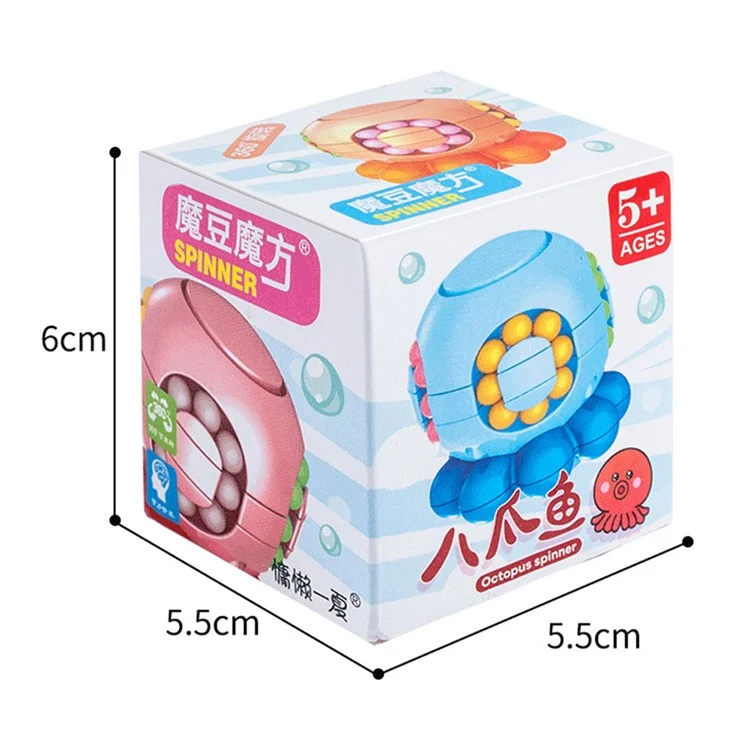 Magic Bean Puzzle Toy Octopus Rotating Magic Cube Stress Relief Educational Toys for Adults Kids, Size: S - Orange