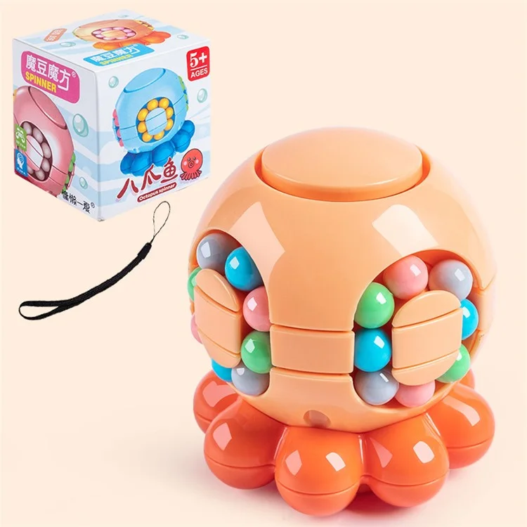 Magic Bean Puzzle Toy Octopus Rotating Magic Cube Stress Relief Educational Toys for Adults Kids, Size: S - Orange