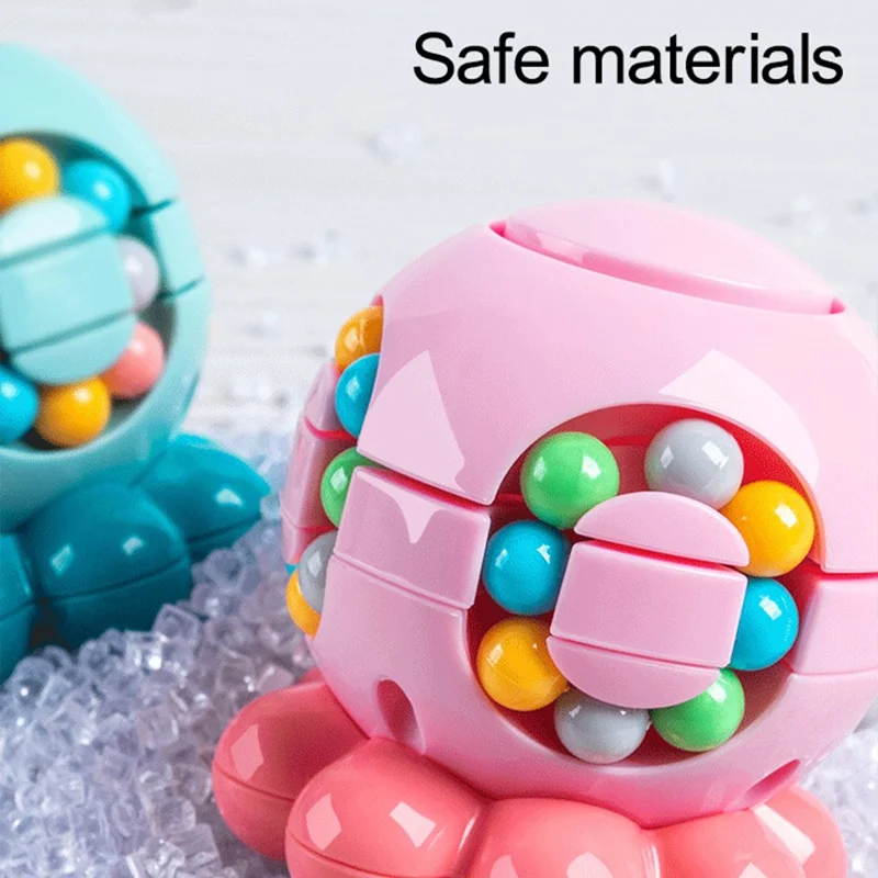 Magic Bean Puzzle Toy Octopus Rotating Magic Cube Stress Relief Educational Toys for Adults Kids, Size: S - Pink