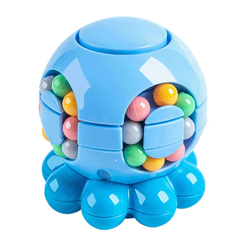 Magic Bean Puzzle Toy Octopus Rotating Magic Cube Stress Relief Educational Toys for Adults Kids, Size: S - Blue