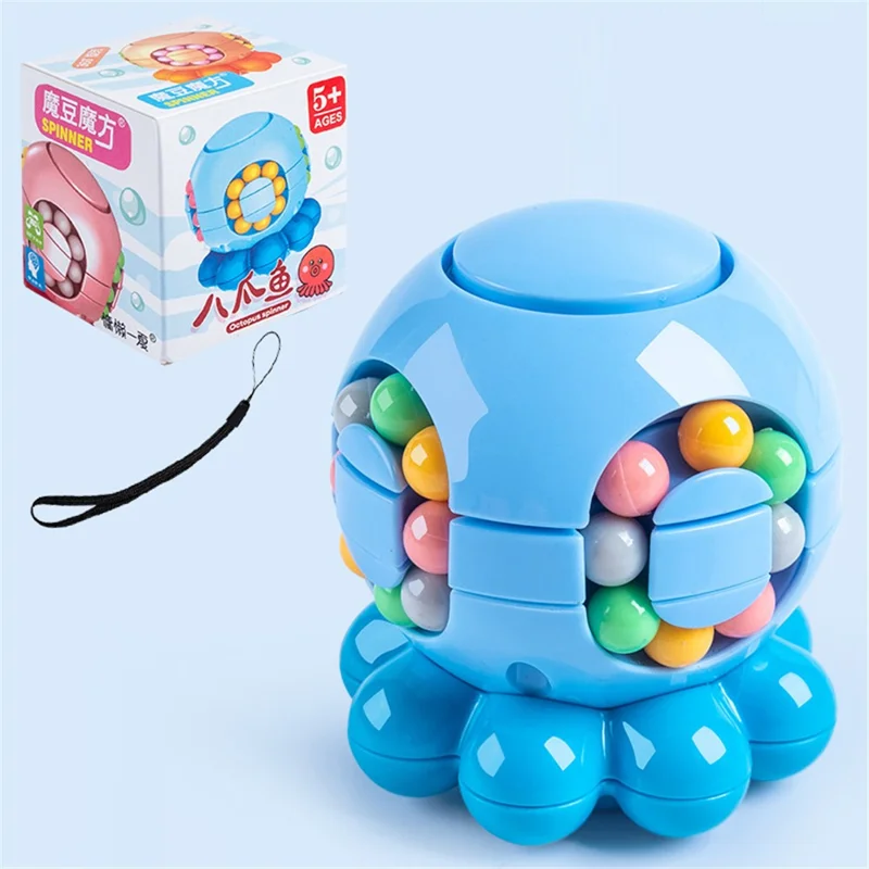 Magic Bean Puzzle Toy Octopus Rotating Magic Cube Stress Relief Educational Toys for Adults Kids, Size: S - Blue