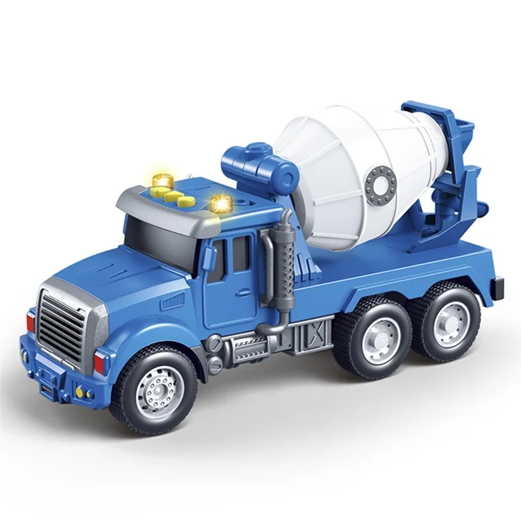 Children Friction Engineering Vehicle Kids Plastic Truck Model Toy with Light and Sound - Mixer Truck