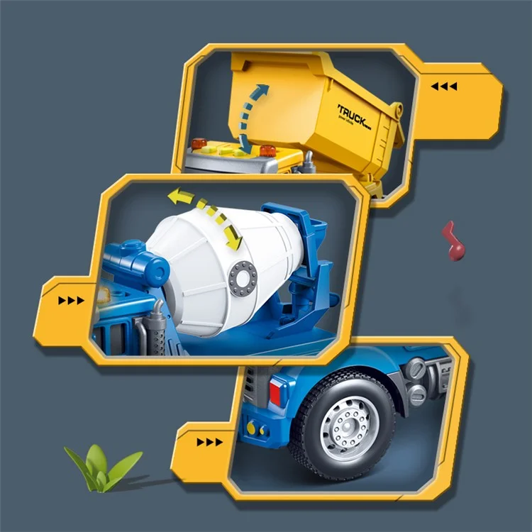 Children Friction Engineering Vehicle Kids Plastic Truck Model Toy with Light and Sound - Mixer Truck